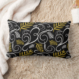 Almofada Lombar Folhagem Festiva Arte Dourada Deco Feriado Quântic