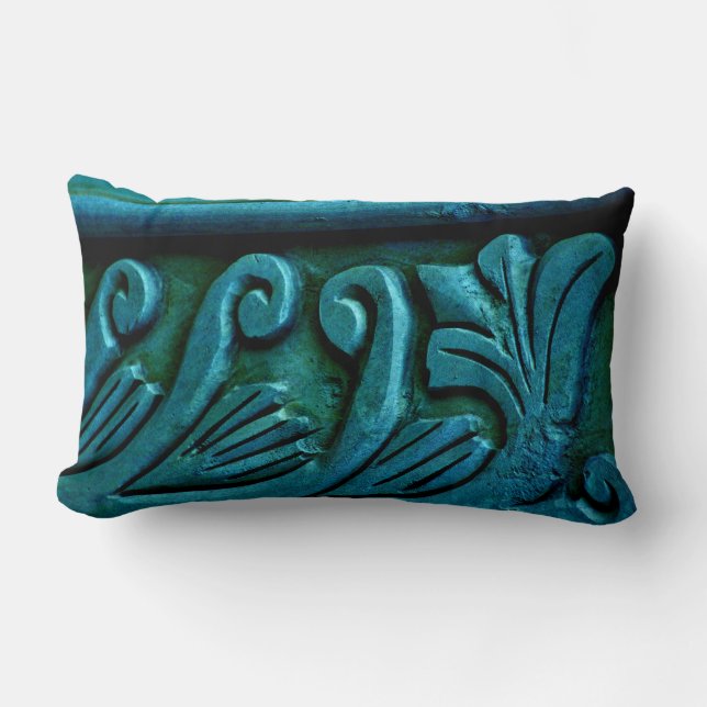 Almofada Lombar Folhas Azul-Verdes (Frente)