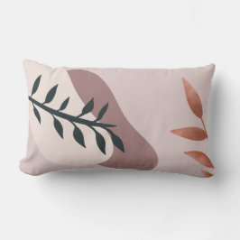 Almofada Lombar Folhas de abstrato com fundo rosa macio