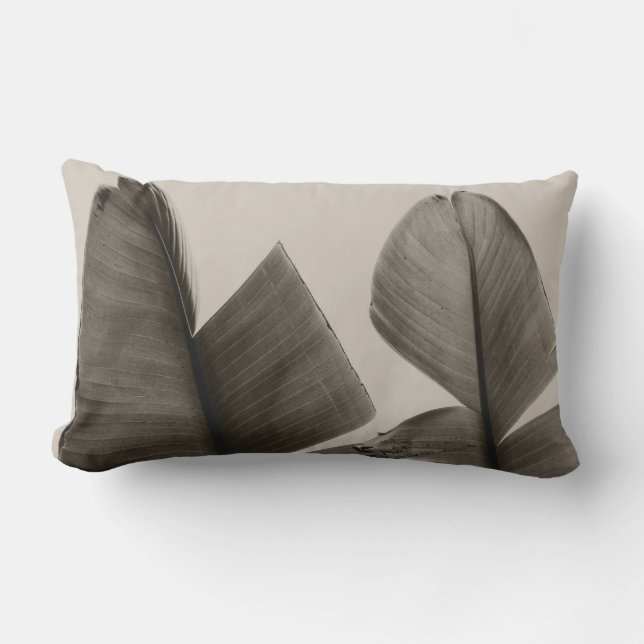 Almofada Lombar Folhas de árvores de banana na Sepia (Frente)