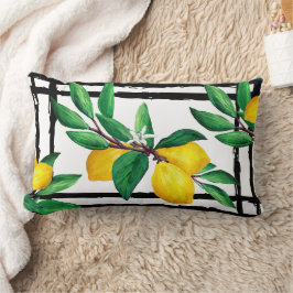 Almofada Lombar Folhas de Limão Citrino Amarelo Verde Folha Linha