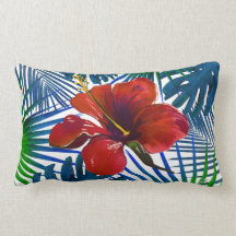 Folhas de Teto Vermelho Tropical Hibiscus Floral E