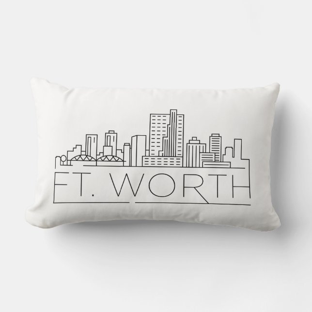 Almofada Lombar Fort Worth, Texas Skyline Lumbar Travesseiro (Frente)