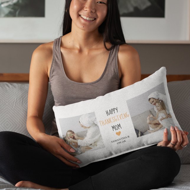 Almofada Lombar Foto de Colagem Moderna Feliz Ação de Graças Mãe (Criador carregado)