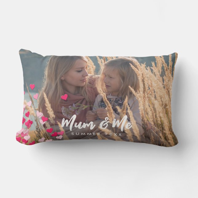 Almofada Lombar Foto Personalizada Moderna Escrevendo Corações Ros (Frente)
