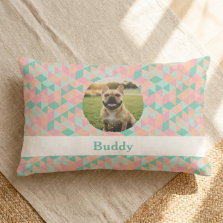 Almofada Lombar Foto Personalizada & Nome Bulldog Francês Geométri