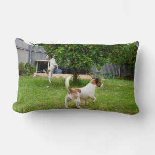 Almofada Lombar Fox Terrier Saltando Em Uma Árvore,
