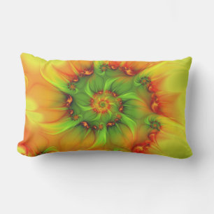 Almofada Lombar Fractal cor-de-laranja verde de Verão quente