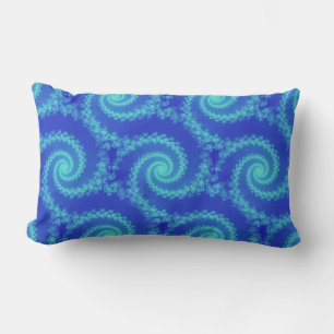 Almofada Lombar Fractal Espiral Azul abstrato