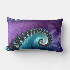 Almofada Lombar Fractal Espiral Com Gradiente De Turquesa Roxo abs