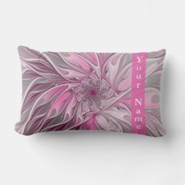Almofada Lombar Fractal Pink Flower Dream, floral Fantasy Art Name
