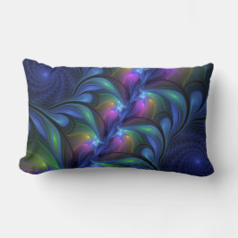 Almofada Lombar Fractal verde cor-de-rosa Abstrato azul-colorido