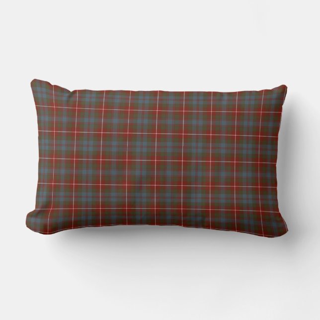 Almofada Lombar Fraser da Reprodução Lovat Tartan Dark Red Xadrez (Frente)