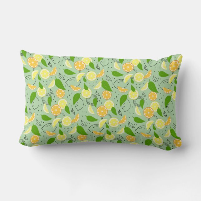 Almofada Lombar Fresh citrus fruits Lemon Orange Modern. (Verso)