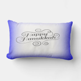 Almofada Lombar Fundo Branco Azul de 2 tons Feliz Hanukkah