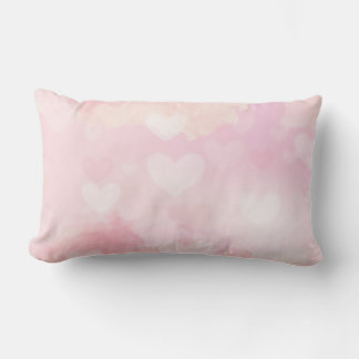 Almofada Lombar Fundo de Corações em Aquarela Rosa – Amor Romântic