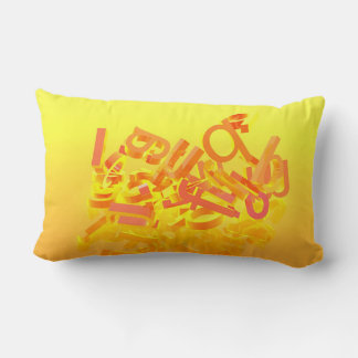 Almofada Lombar Fundo laranja com letras