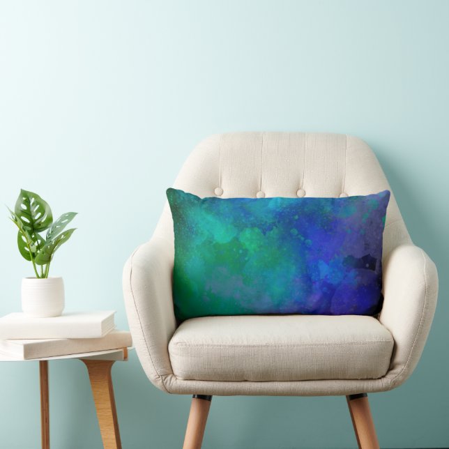 Almofada Lombar Galaxy Paint Splatter efeito azul verde (Cadeira)