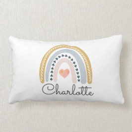 Almofada Lombar Garota Arco-Íris Personalizada Boho Watercolor