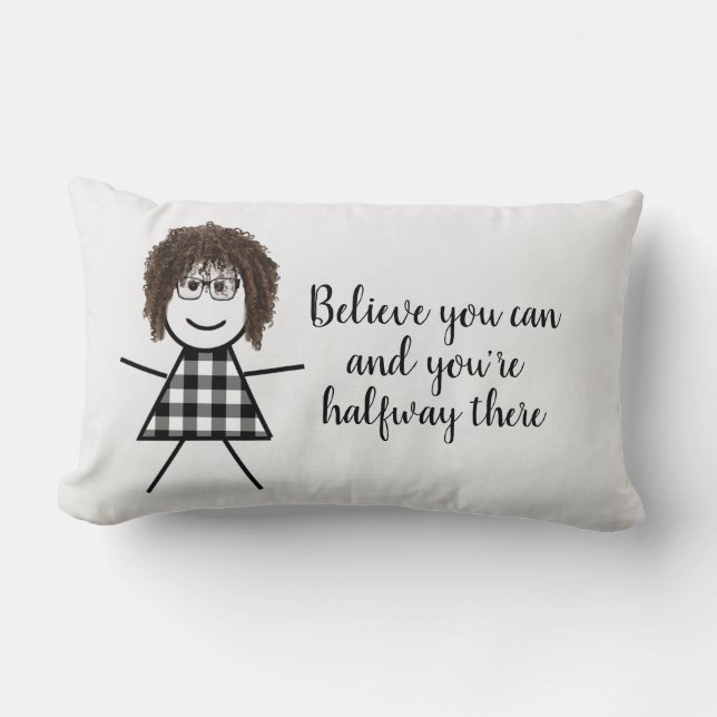Almofada Lombar Garota com Cabelo e Cotação (Frente)