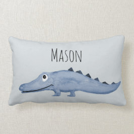 Almofada Lombar Garotos Blue Watercolor Crocodilo Safari Baby Nurs