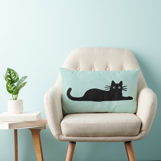 Almofada Lombar Gatinho de Pet de Gato Negro (Cadeira)