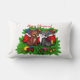 Almofada Lombar Gatinho e puppy, XMas feliz