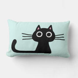 Almofada Lombar Gatinho Preto Cinto | Quirky Cat com Whiskers Long