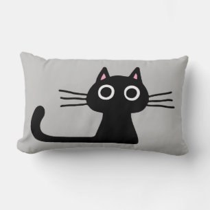 Almofada Lombar Gatinho Preto Cinto   Quirky Cat com Whiskers Long