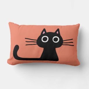 Almofada Lombar Gatinho Preto Quirky Cat com Whiskers longos