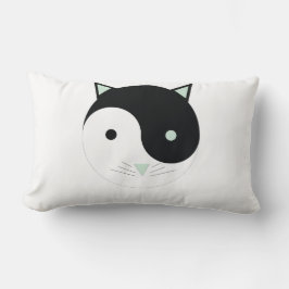 Almofada Lombar Gatinho Yin Yang com verde, preto e branco da Casa