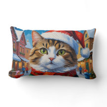 Gato de Natal festivo em Santa Hat
