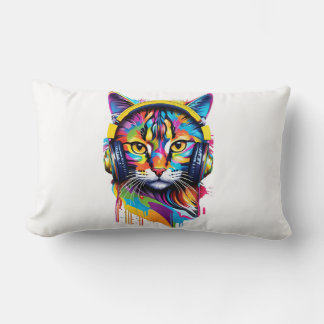 Almofada Lombar Gato em fones de ouvido