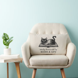 Almofada Lombar Gato engraçado e amante de livros