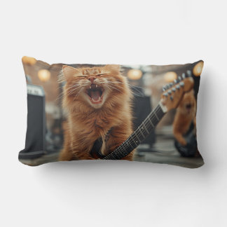 Almofada Lombar Gato Guitarrista de Rock N Roll Ruivo Rockstar