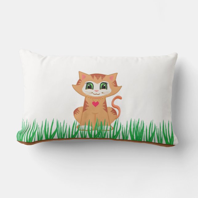 Almofada Lombar Gato Malhado & Planta (Frente)