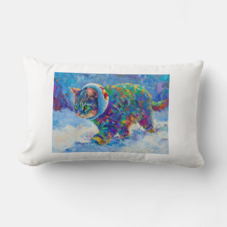 Almofada Lombar Gato na Neve Usando Protetores de Ouvido Throw
