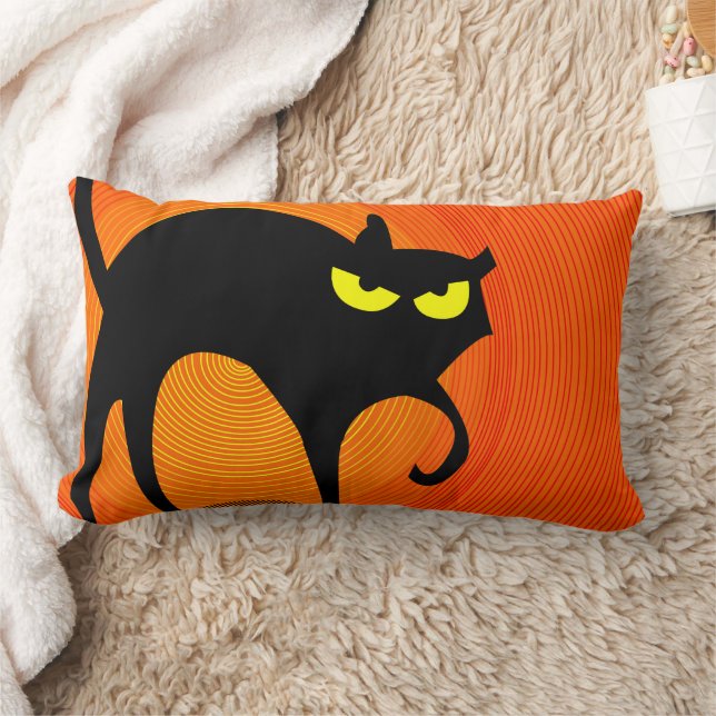 Almofada Lombar Gato Negro de Halloween Spooky (Cobertor)