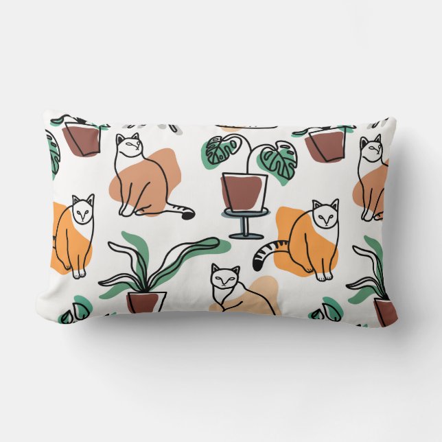 Almofada Lombar Gatos e flores para desenho de linhagens (Frente)
