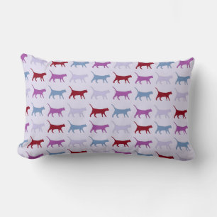 Almofada Lombar Gatos Ilustrados Fofos Caminhando Padrão Roxo