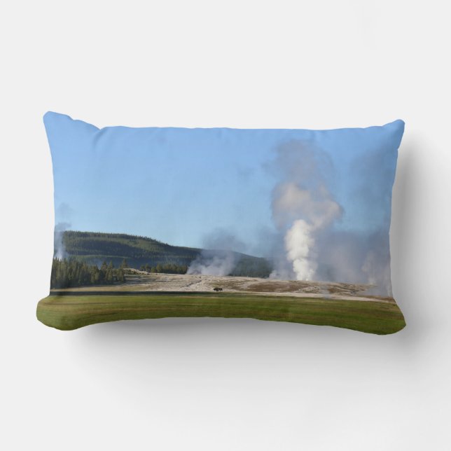 Almofada Lombar Géiser Deep Blue e Bisonte em Yellowstone (Frente)