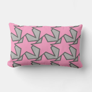Almofada Lombar Geométrico Modern Star - Cinza e Cor-de-rosa