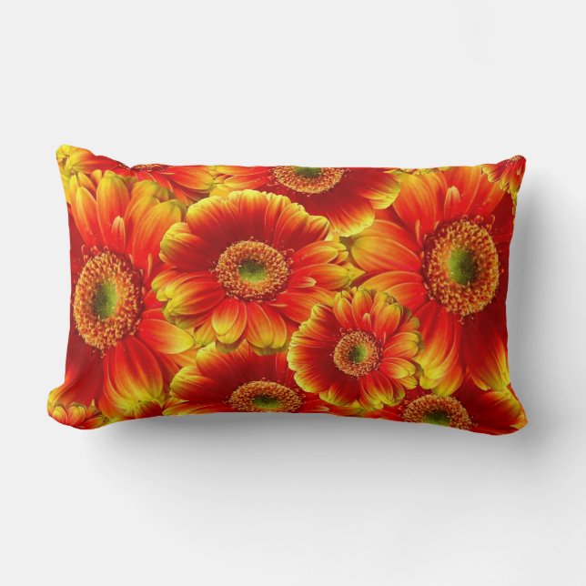 Almofada Lombar Gerbera Daisies Amarelo e Laranja (Frente)