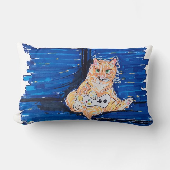 Almofada Lombar Ginger Gamer Cat (Frente)