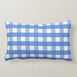 Almofada Lombar Gingham Branco e Azul Francês