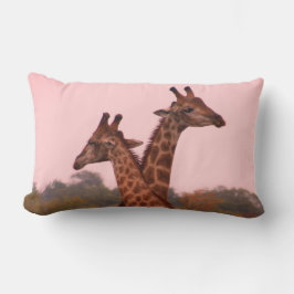 Almofada Lombar Girafas com céu rosa