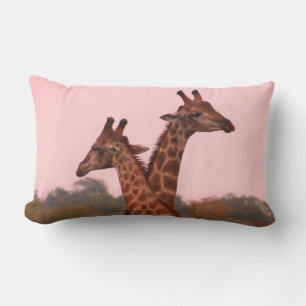 Almofada Lombar Girafas com céu rosa