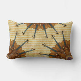 Almofada Lombar Girassóis do violino em listras douradas