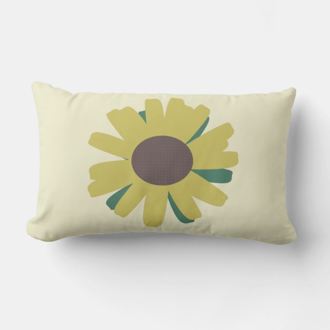 Almofada Lombar Girassol Simples Flor Marrom Verde Amarelo   (Frente)