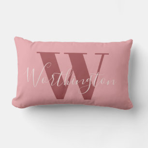 Almofada Lombar Girly Monograma e Nome cor-de-rosa vermelho